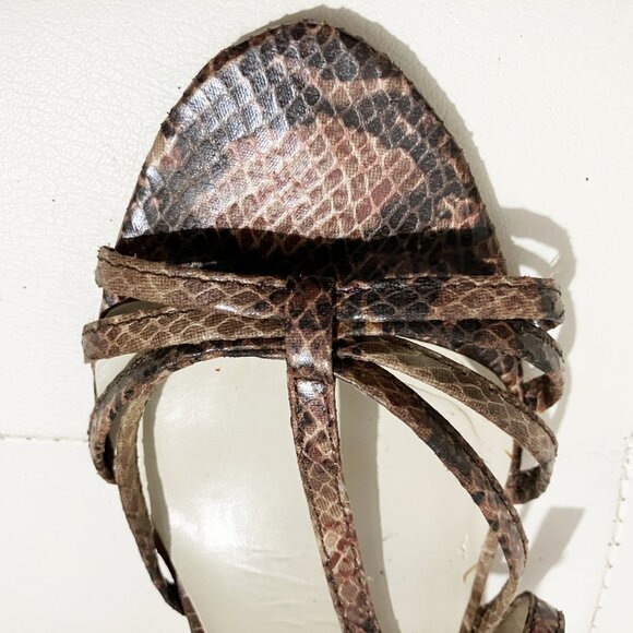 Nine West Sandals | Brown Snakeskin Print | Wedge Heels | Size 10M - Picture 4 of 10